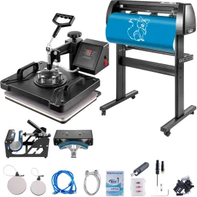 5 In1 12" X 15" (30 X 38cm) Warmteoverdrachtpers + 28 Inch Vinyl Cutter Machine Kit Software
