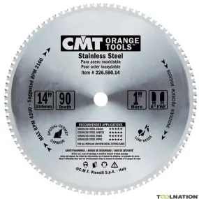 CMT 226.590.14M Dry-cutter zaagblad voor inox, roestvrij staal 355 x 30 x 90T