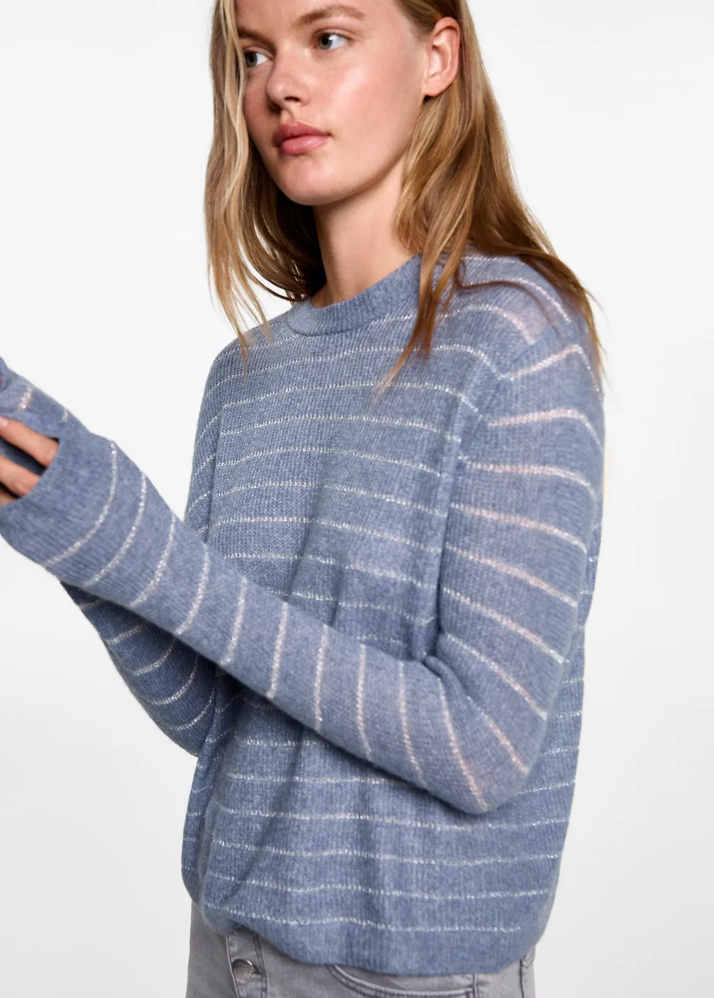 Gestreepte lurex trui