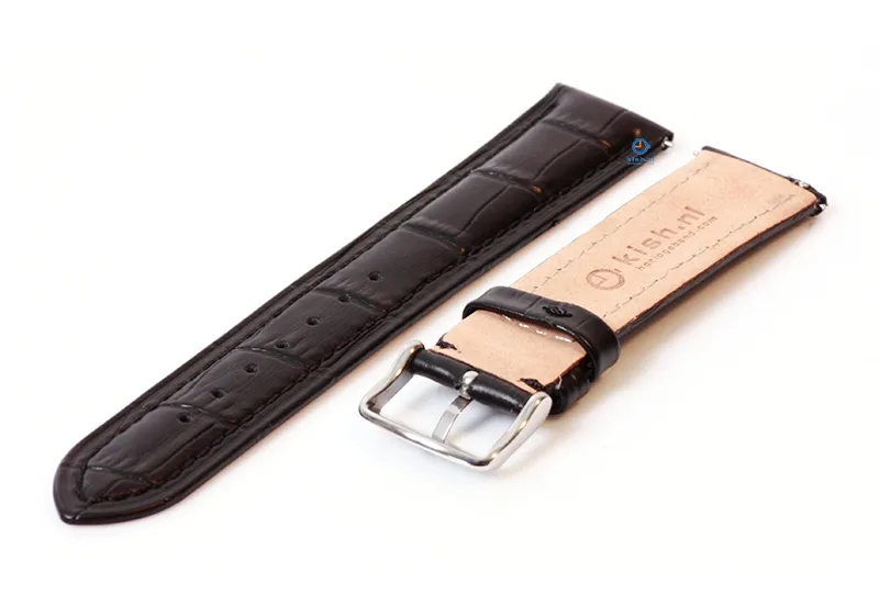 Horlogeband 20mm croco leer zwart