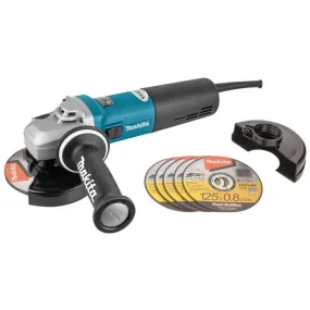 Makita 9565HX1 230 V Haakse Slijper 125mm 1100W met Slijpschijfset