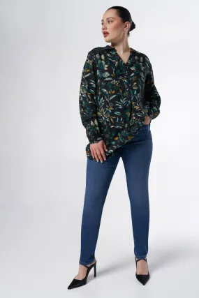 MS Mode blousetop met all over print donkergroen  