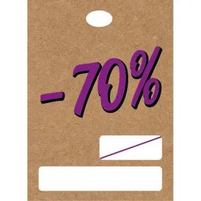 Prijskaart met gaatje -70% glad kraft/paars 55x40mm - per 250