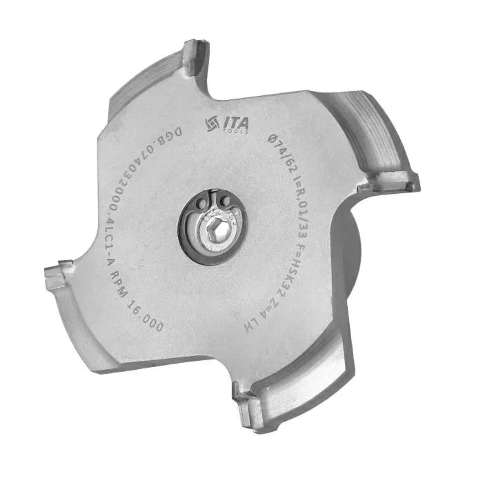 Profile cutter PCD D=74/62 I=R1,0/33 F=HSK32 Z=4 H3,0 LH / IS